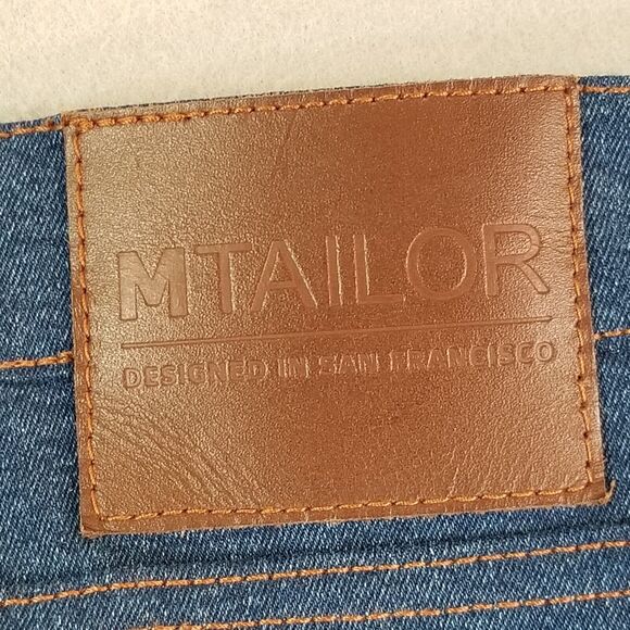 MTailor Jeans men's 44x29 relaxed straight custom-made blue stretch denim pants - Picture 11 of 12